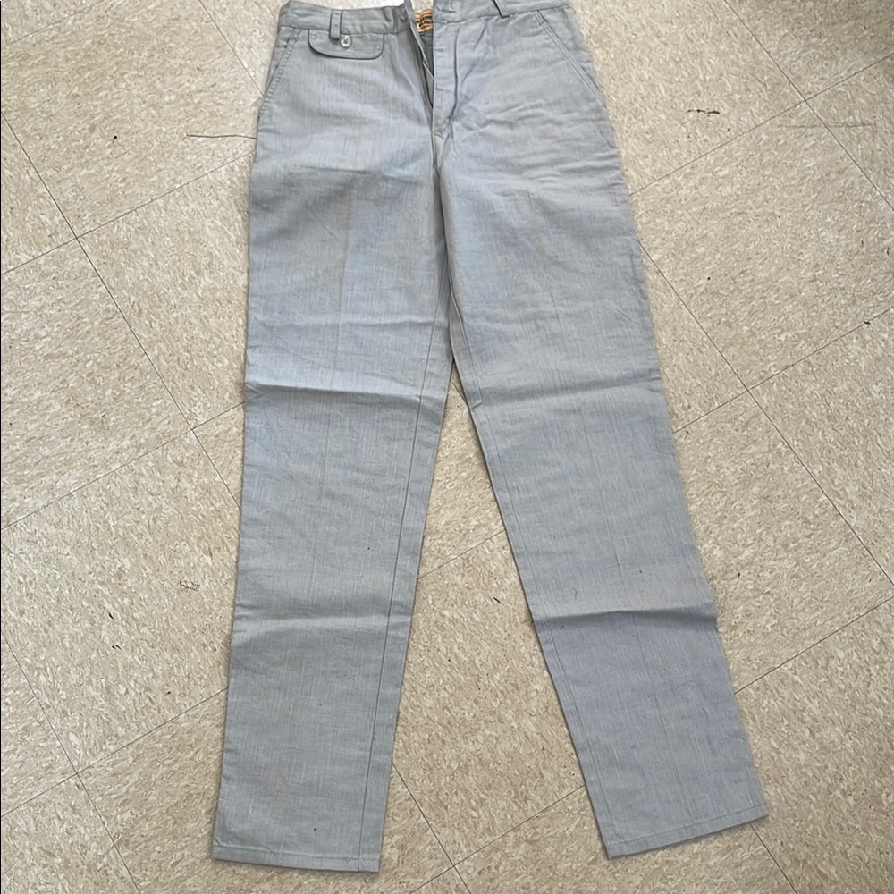 Vintage 80s Broadway Blues Ramie Cotton Pants Mens 30x34 Gray Chambray Reg Fit@